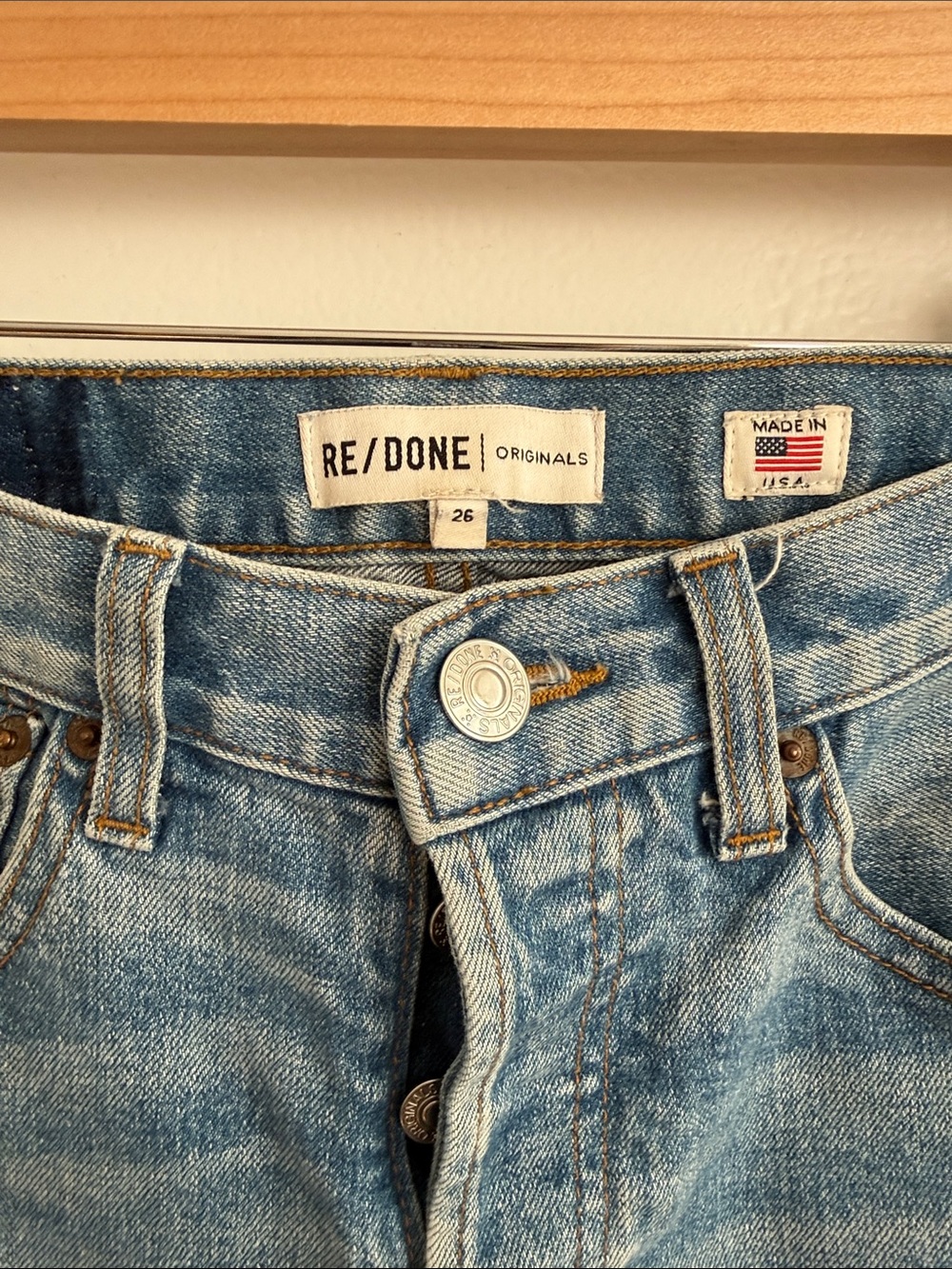 Re/Done Faded Light Blue Slim Straight Jeans - Picture 3 of 9